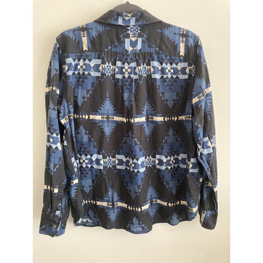 CHAPS Western Shirt Women Large Southwestern Cotton Blue Long Sleeve - Picture 6 of 9